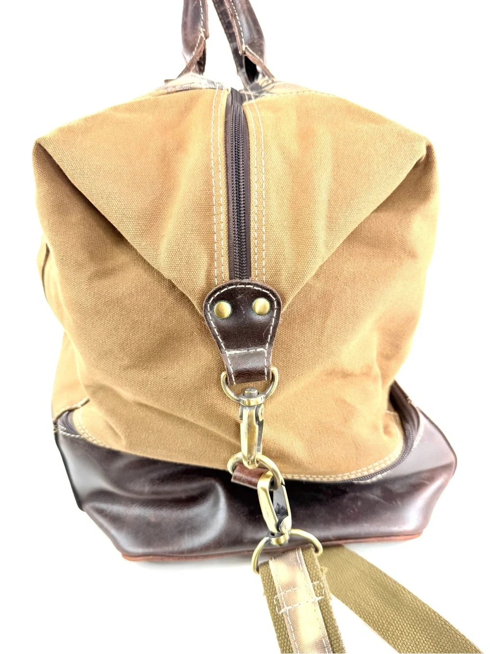 Tree Camo Brown Waxed Cotton Leather XL Hunting 2 Layer Zip Around Bag Outdoors